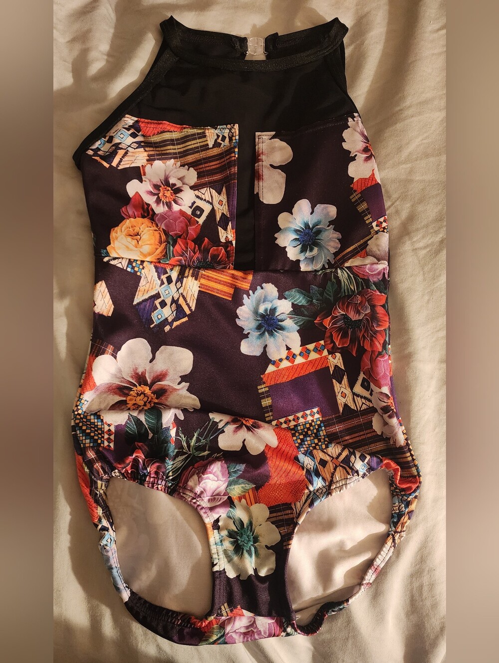 Girls Floral Patchwork One-Piece - Multicolor